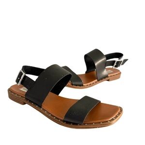 Steve Madden Adjustable Slingback Flat Sandals Black Size 8.5